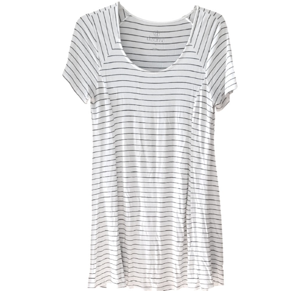 Decree Womens Rayon White & Black Striped Short Sleeve Flowyā Dress Size Large